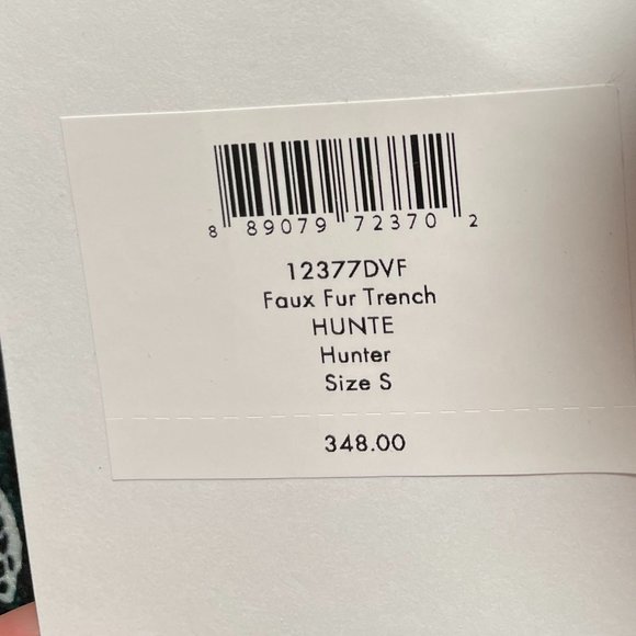 NWT Diane Von Furstenberg Faux Fur Trench Vest in Hunter Green Size Small - Picture 5 of 9